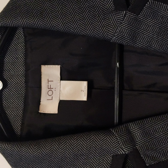 Loft Women's Black and Gray Blazer Jacket Size 2 - Picture 2 of 7